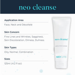 Dermatologist-tested badge on Neocutis Neo Cleanse label.