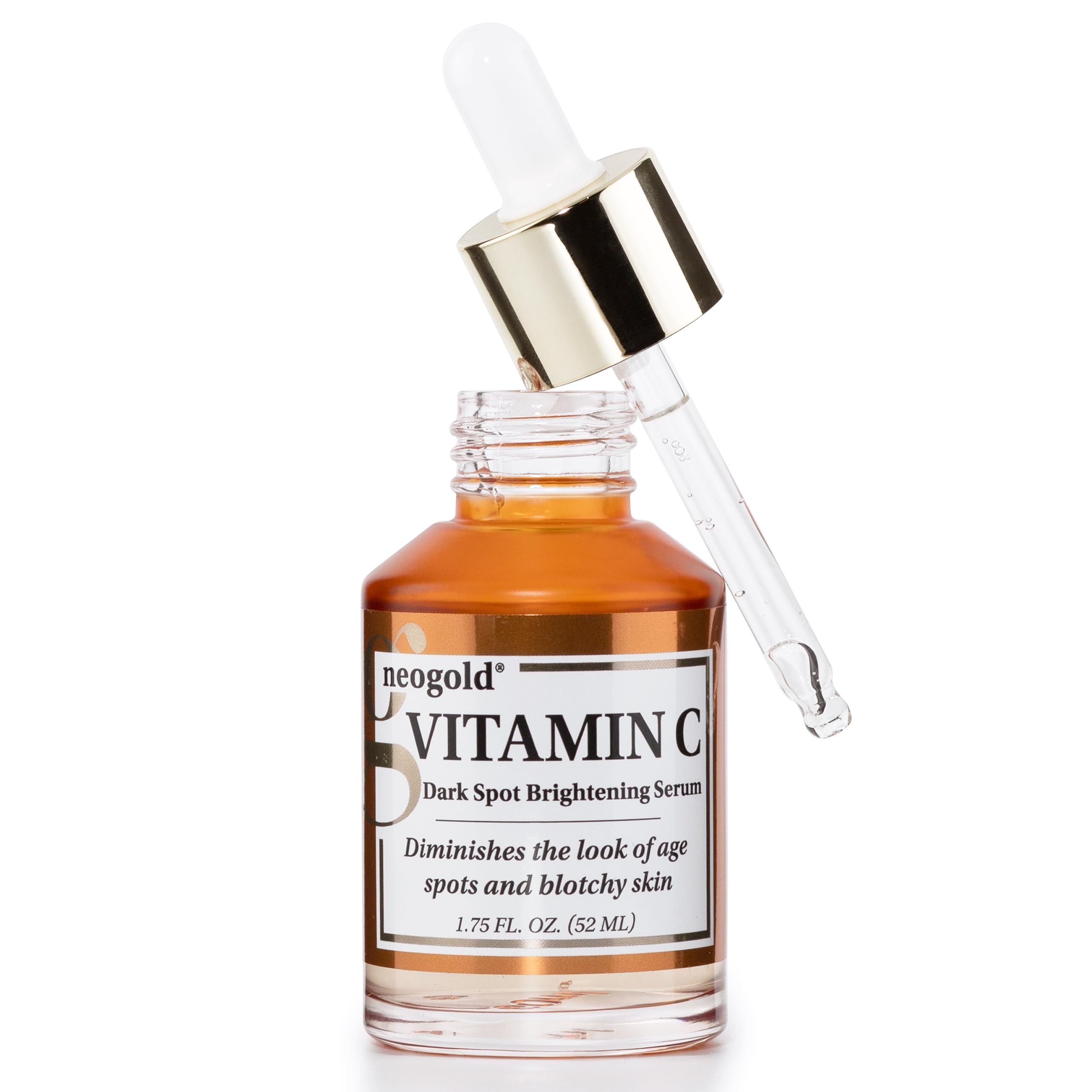 Neogold Brightening Vitamin C Serum bottle with pump for easy, fragrance-free application.