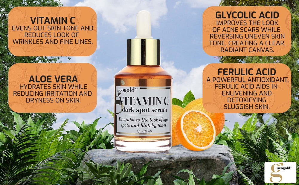 Texture close-up of Neogold Vitamin C Serum absorbing quickly.