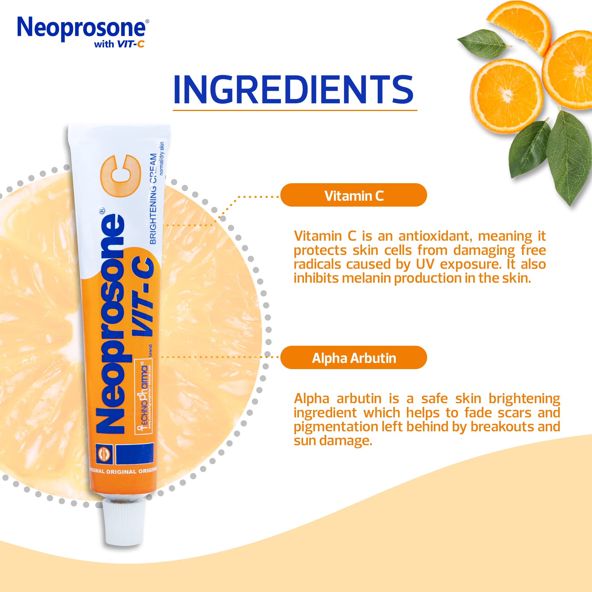 Neoprosone Alpha Arbutin application demonstrates gradual brightening.