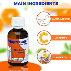 Graphic highlighting Neoprosone Alpha Arbutin in the formula