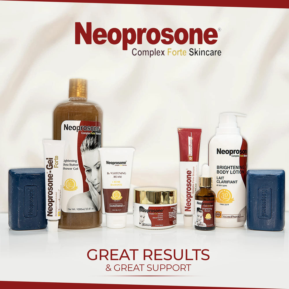 Neoprosone Brightening Cream elbow and knee spot usage highlights target areas.