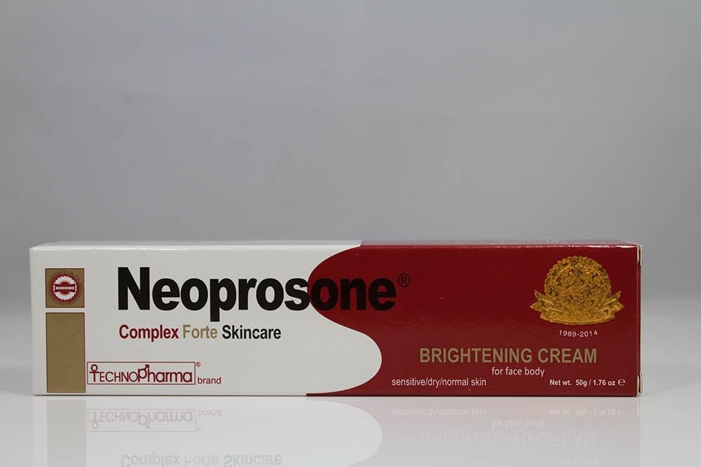 Neoprosone Brightening Cream packaging front displays product and branding.