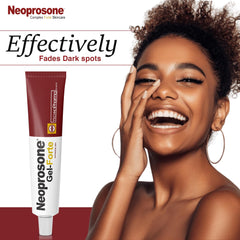Neoprosone Brightening Gel applied on the face showing quick absorption.