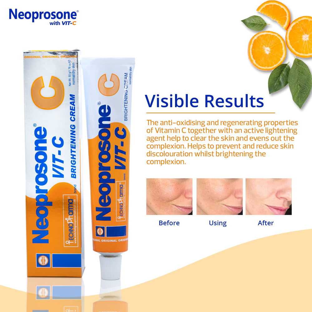 Neoprosone cream applied on cleansed skin showing quick absorption.