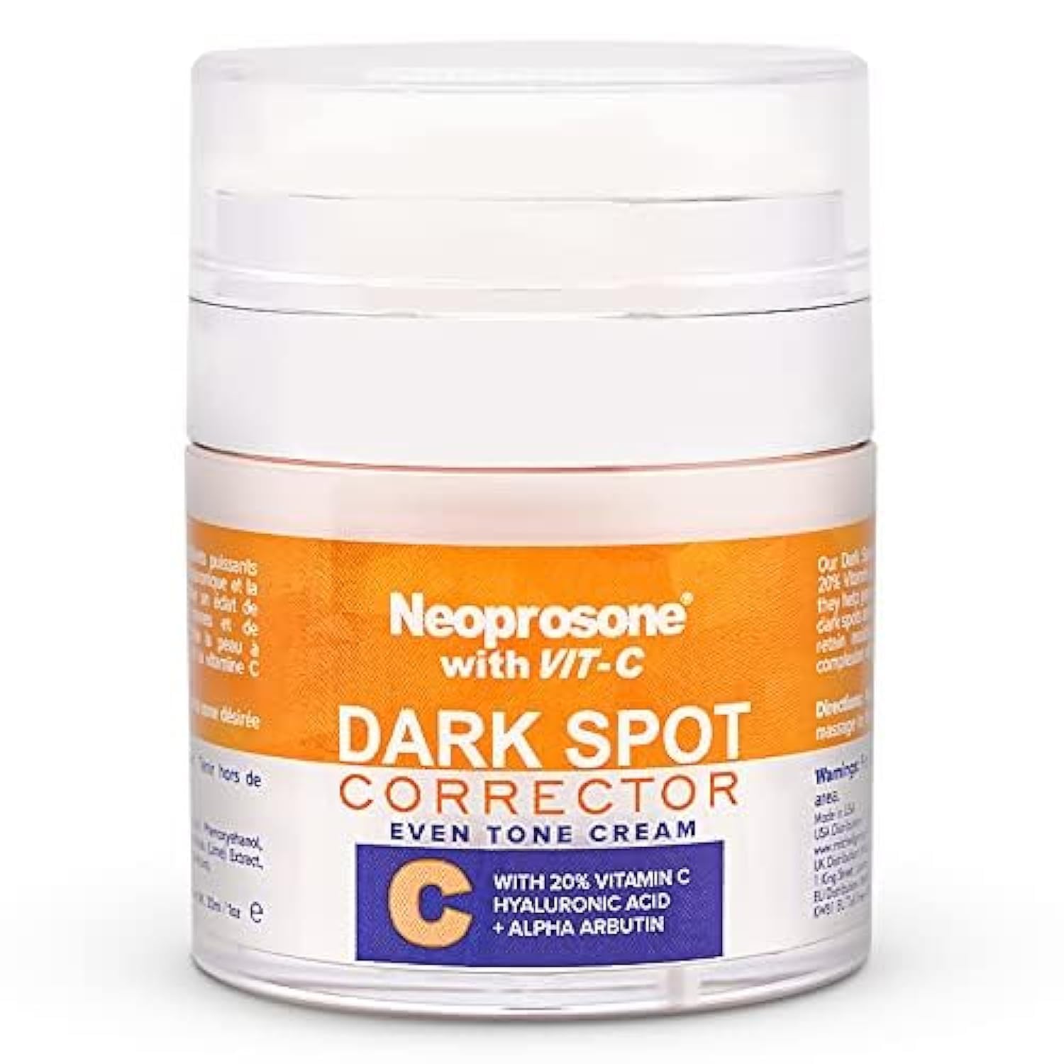 Neoprosone dark spot cream bottle close-up for brighter-looking skin