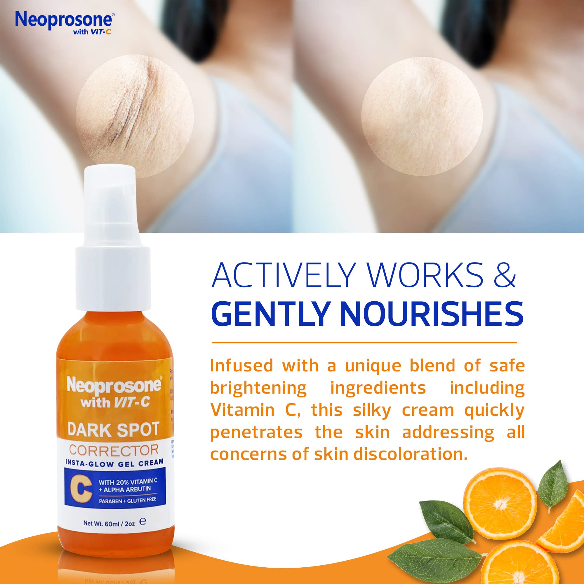 Neoprosone Vit C Dark Spot Corrector night-application demonstrates gentle correction