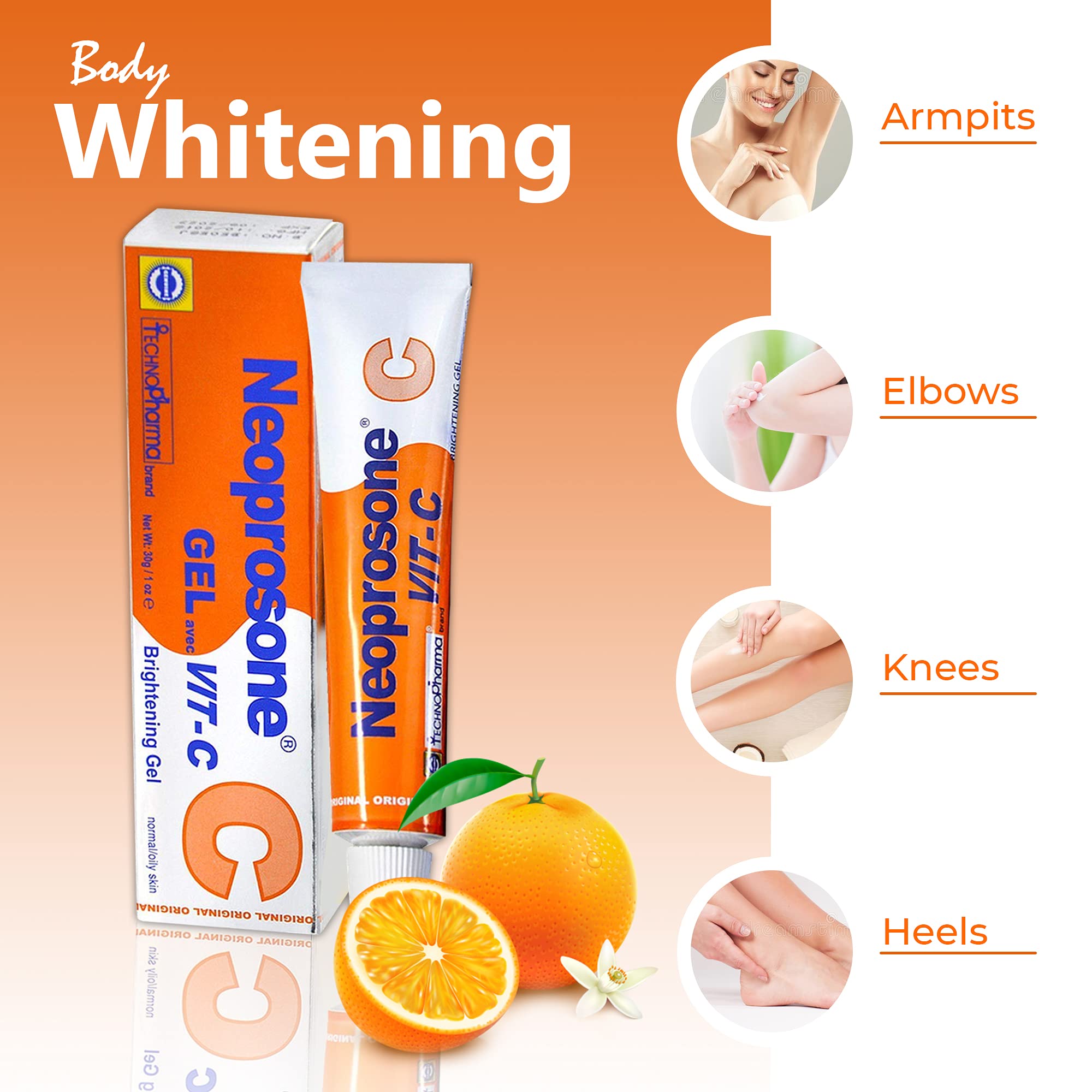 Close-up of skin showing more even tone after using Neoprosone Gel