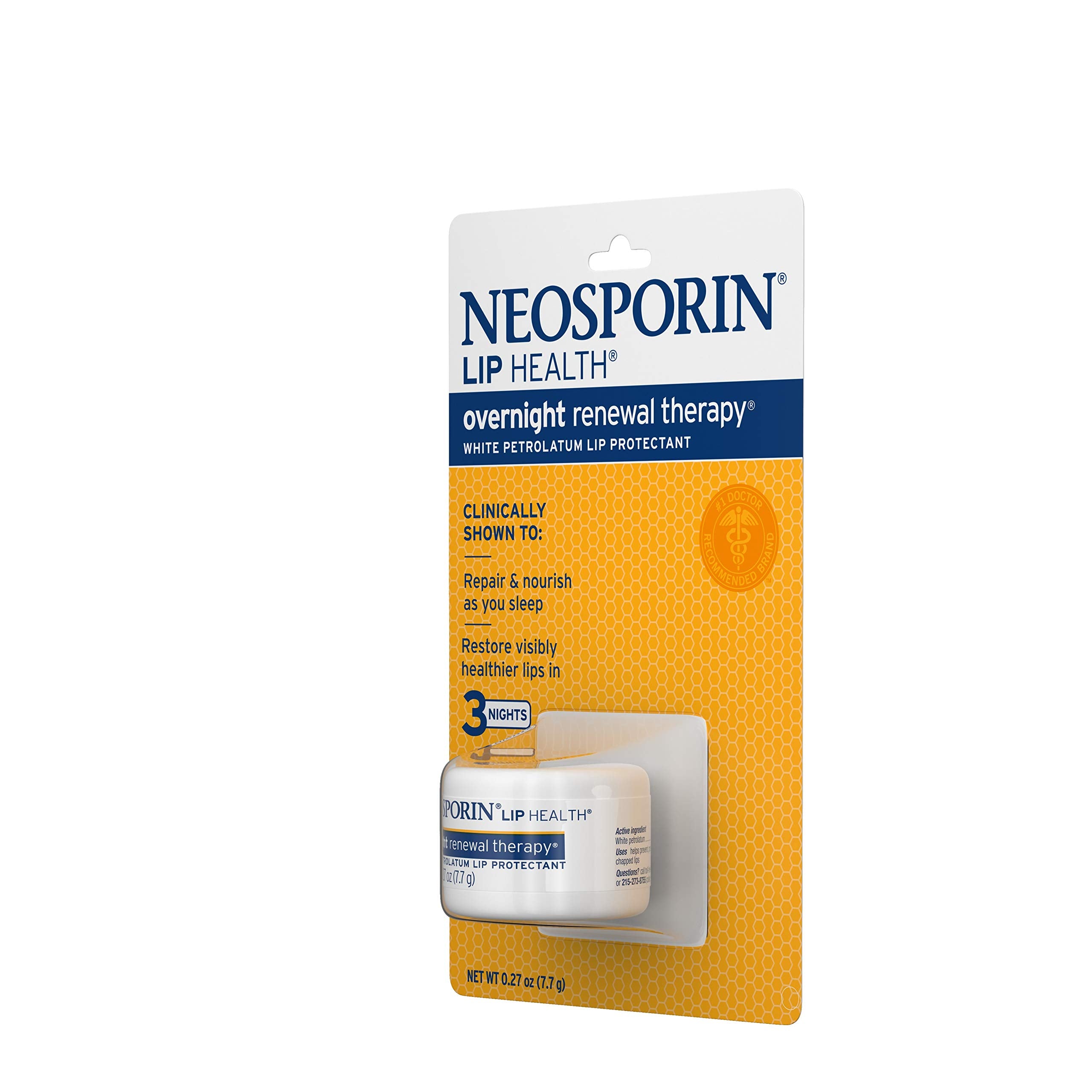 Neosporin Lip Health Overnight Renewal Night Stand scene suggesting a simple nightly routine
