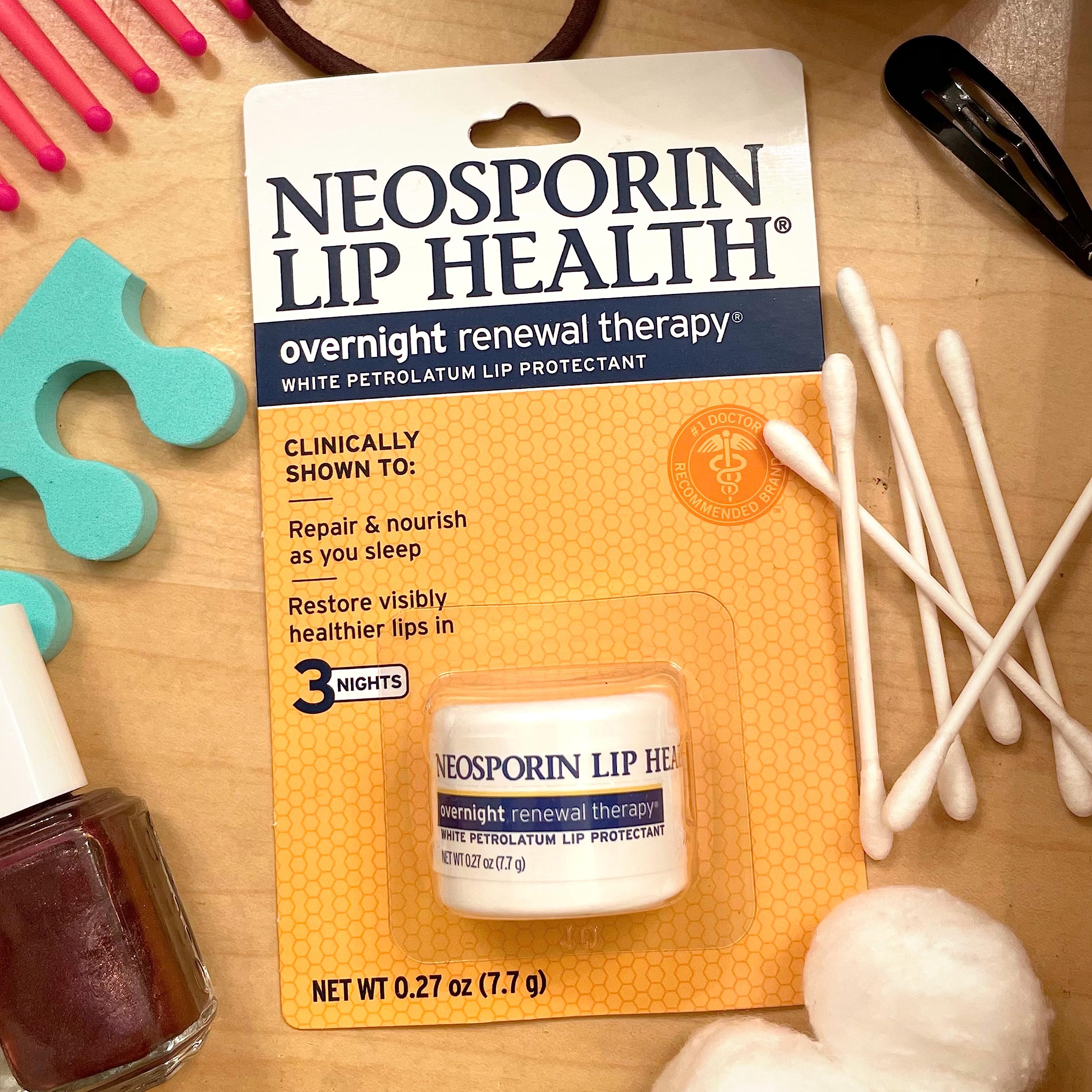 Neosporin Lip Health in action during night for lip renewal