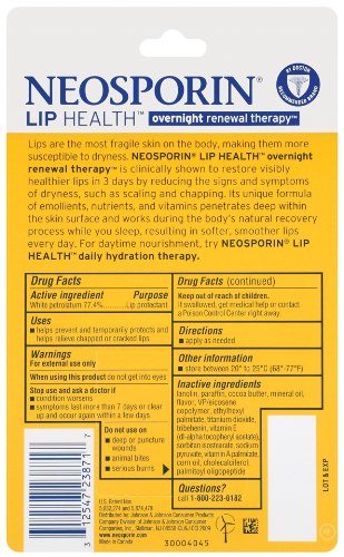 Closeup of Neosporin Lip Health Overnight Renewal Therapy showing creamy formula for lips