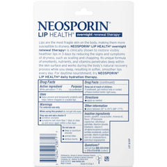 Closeup of Neosporin Lip Health Overnight Renewal Therapy highlighting nourishing formula for lips.