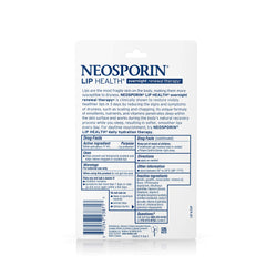 Neosporin Lip Health Overnight Therapy label closeup highlighting ingredients.
