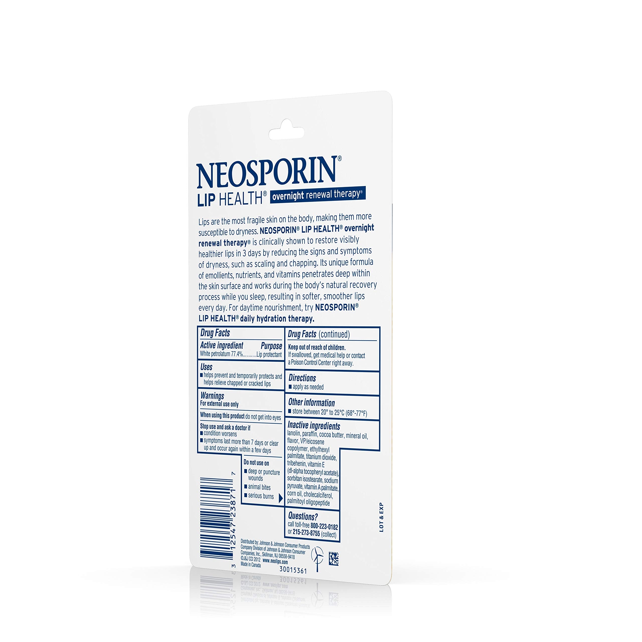 Neosporin Lip Health Overnight Therapy closeup noting absence of artificial flavors.