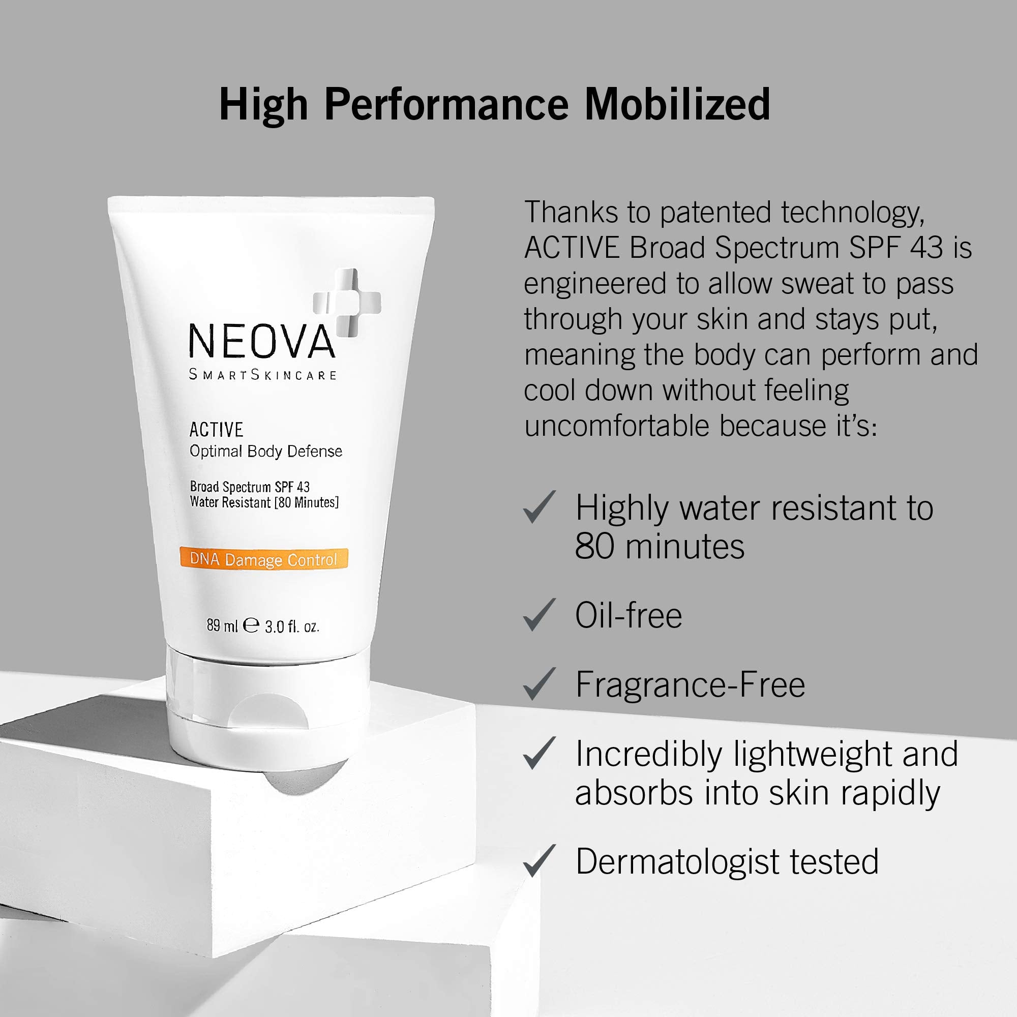 NEOVA SmartSkincare Active Sunscreen demonstrating water resistance during activity