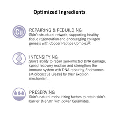 Ingredient panel for NEOVA Night Therapy showing MCPc copper peptide and humectants for hydration.