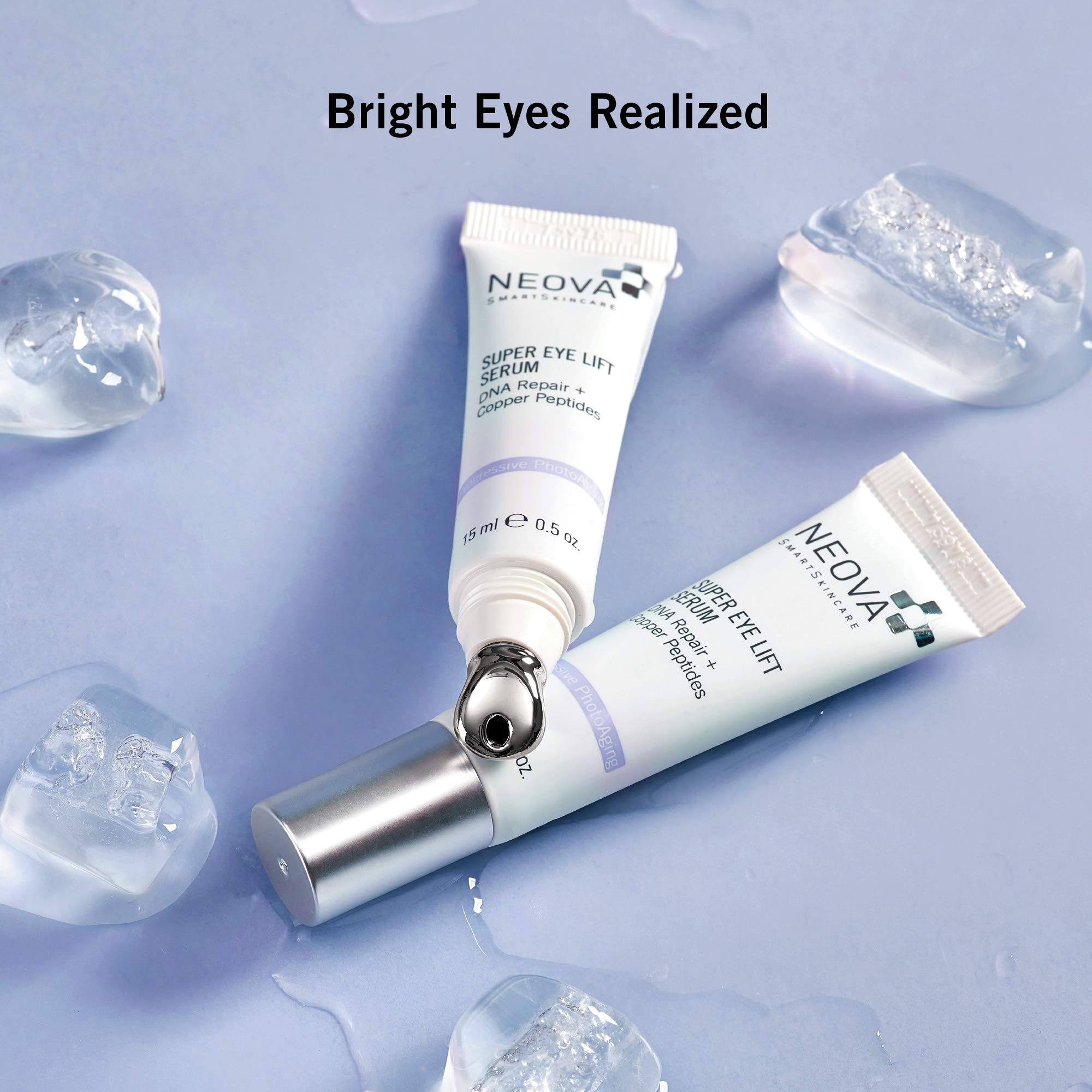 Close-up of the cooling applicator applying serum to the eye area