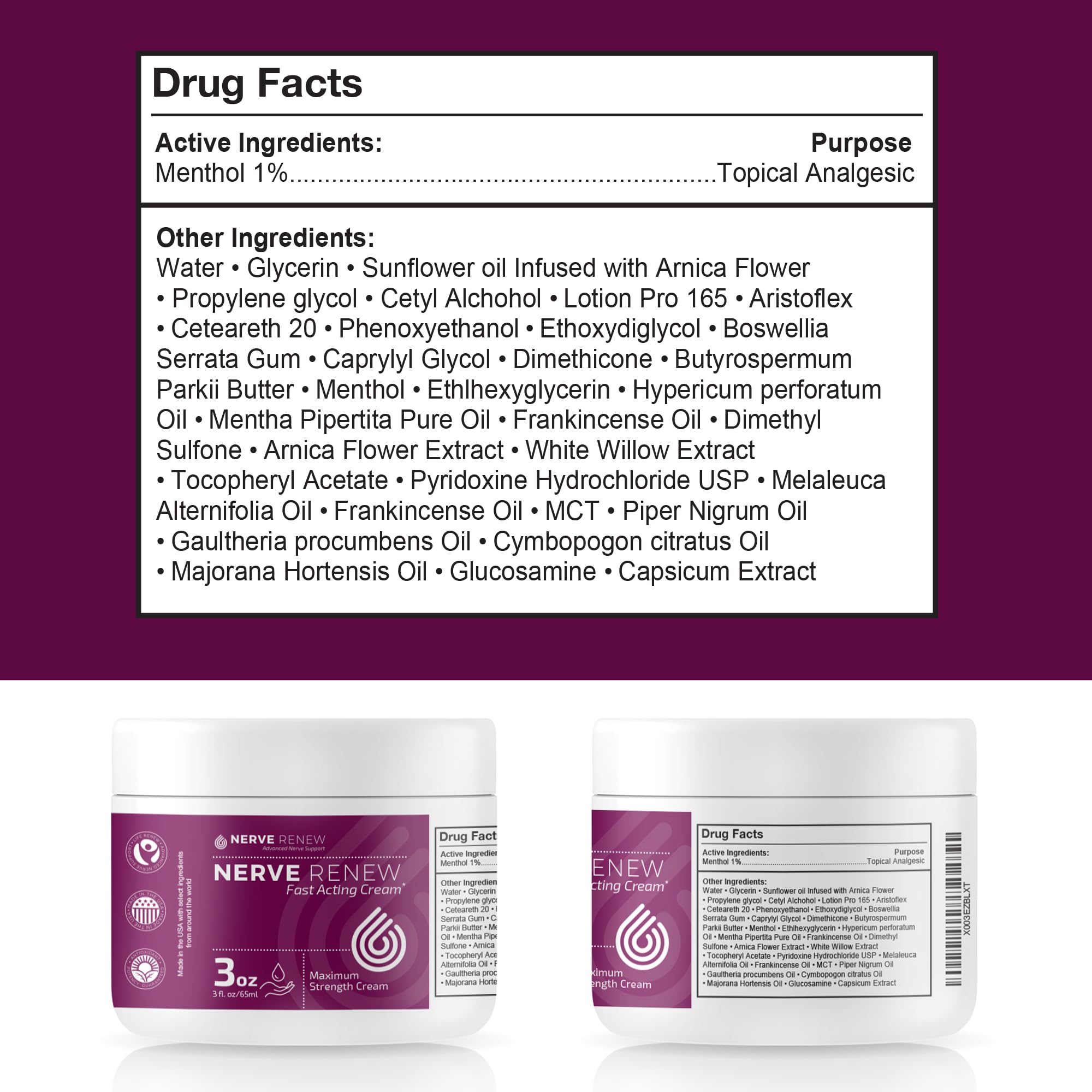 NERVE RENEW fast-absorbing cream texture ideal for quick application