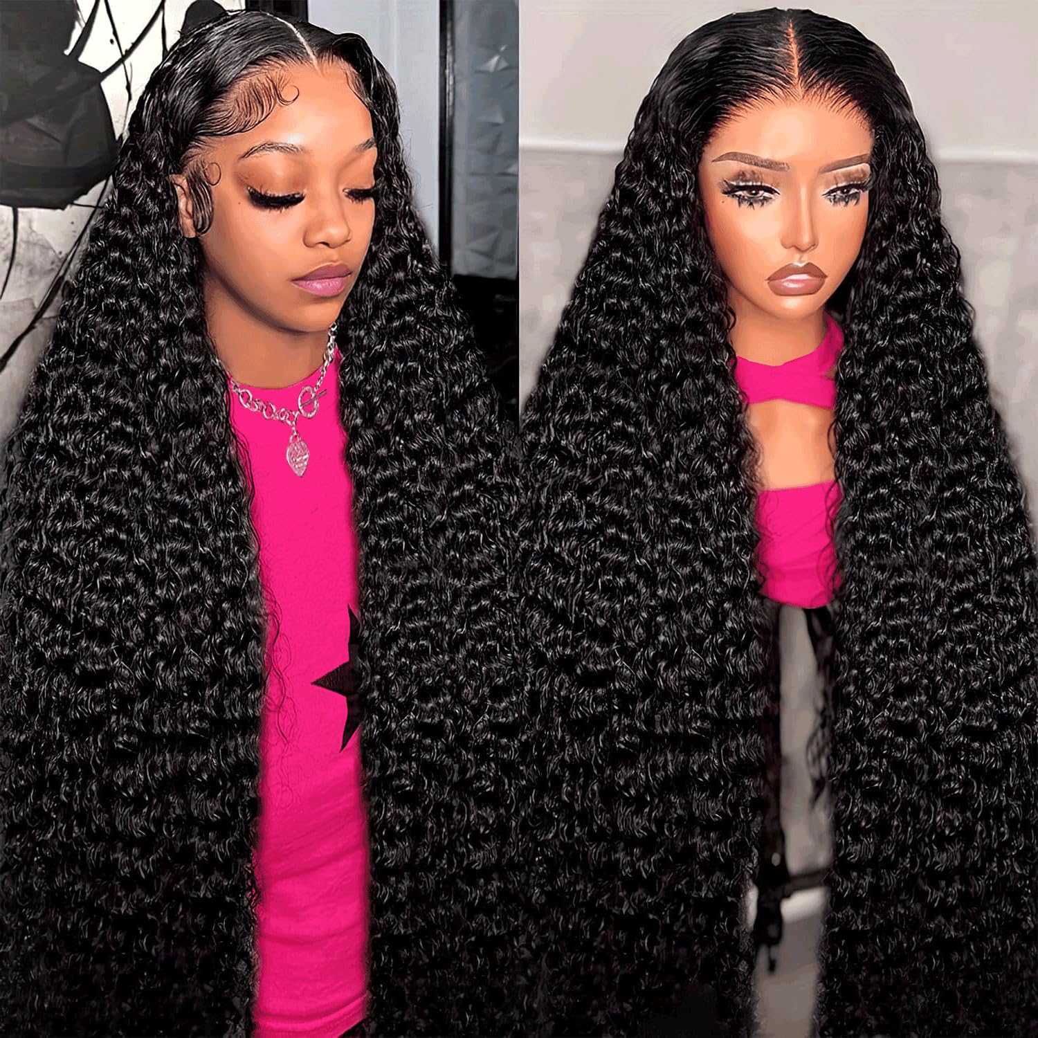 Nervoss deep-wave lace-front wig 22–36 inch cap-ready for styling.