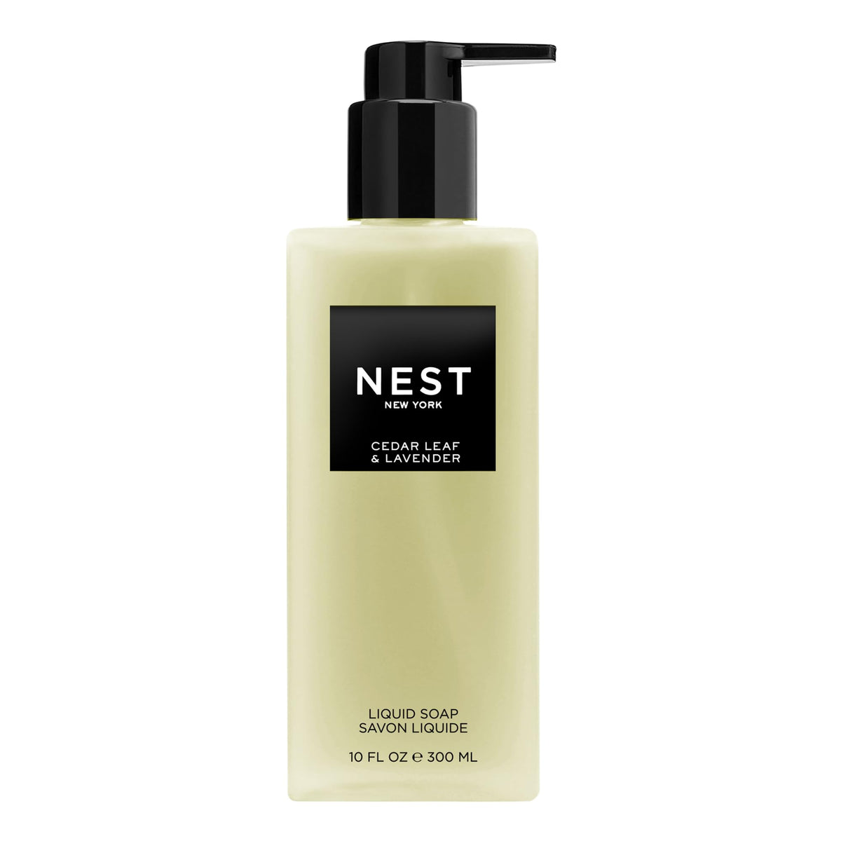 NEST New York liquid soap bottle pour with cedar leaf and lavender aroma for a spa-like wash