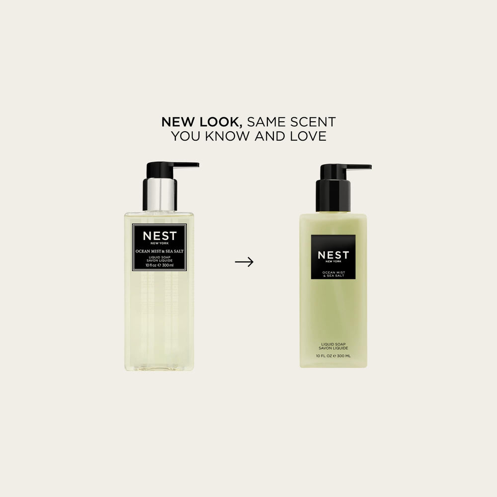 NEST New York Ocean Mist fragrance close-up bottle pump highlights fragrance.