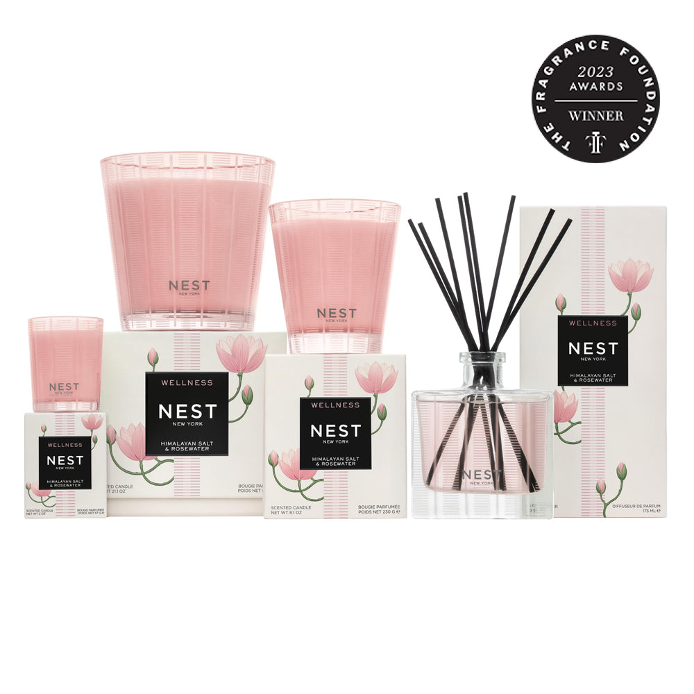NEST New York relaxing bathroom scene with fragrant soap