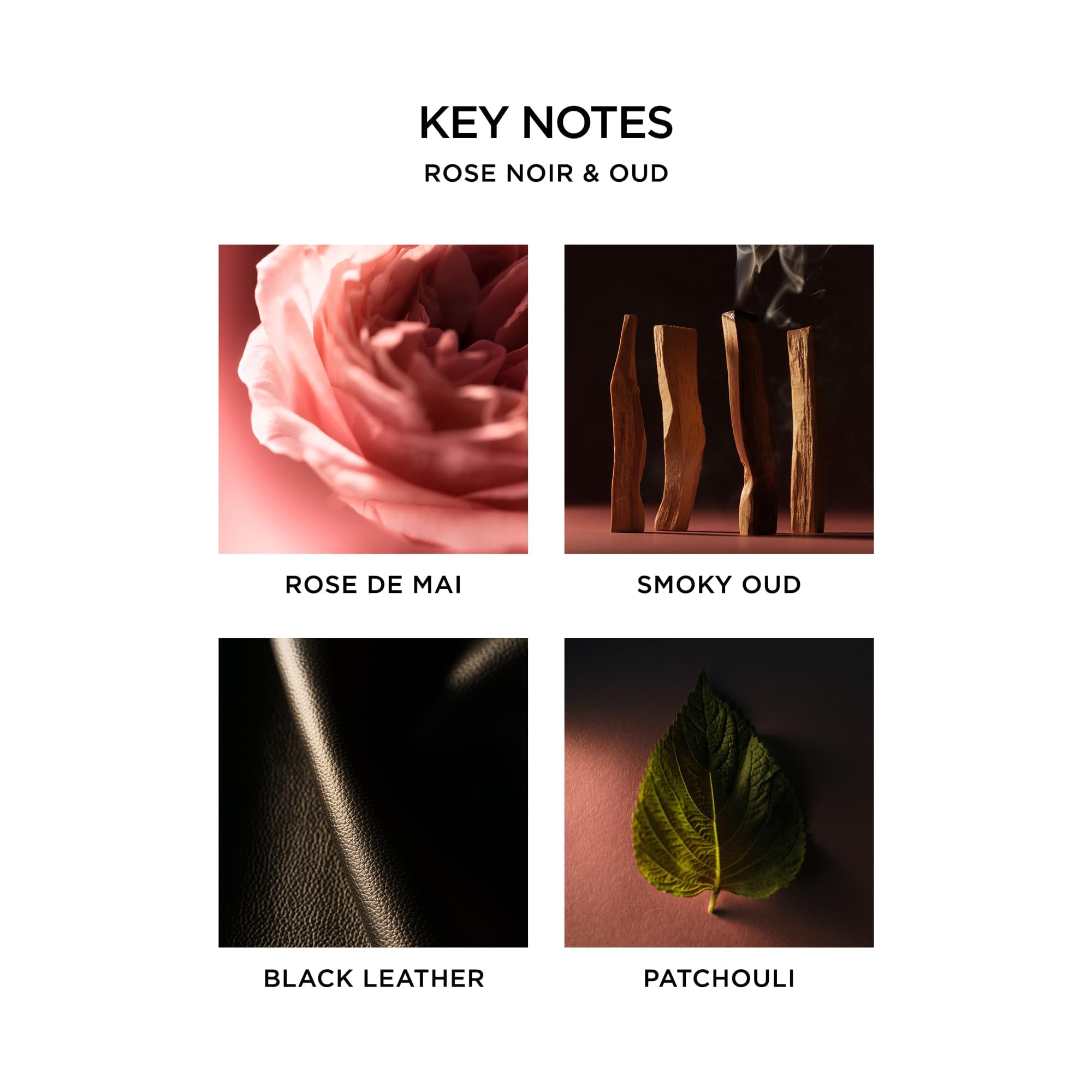 Nest New York Rose Noir & Oud close-up of Rose de Mai and oud notes for a luxurious fragrance.