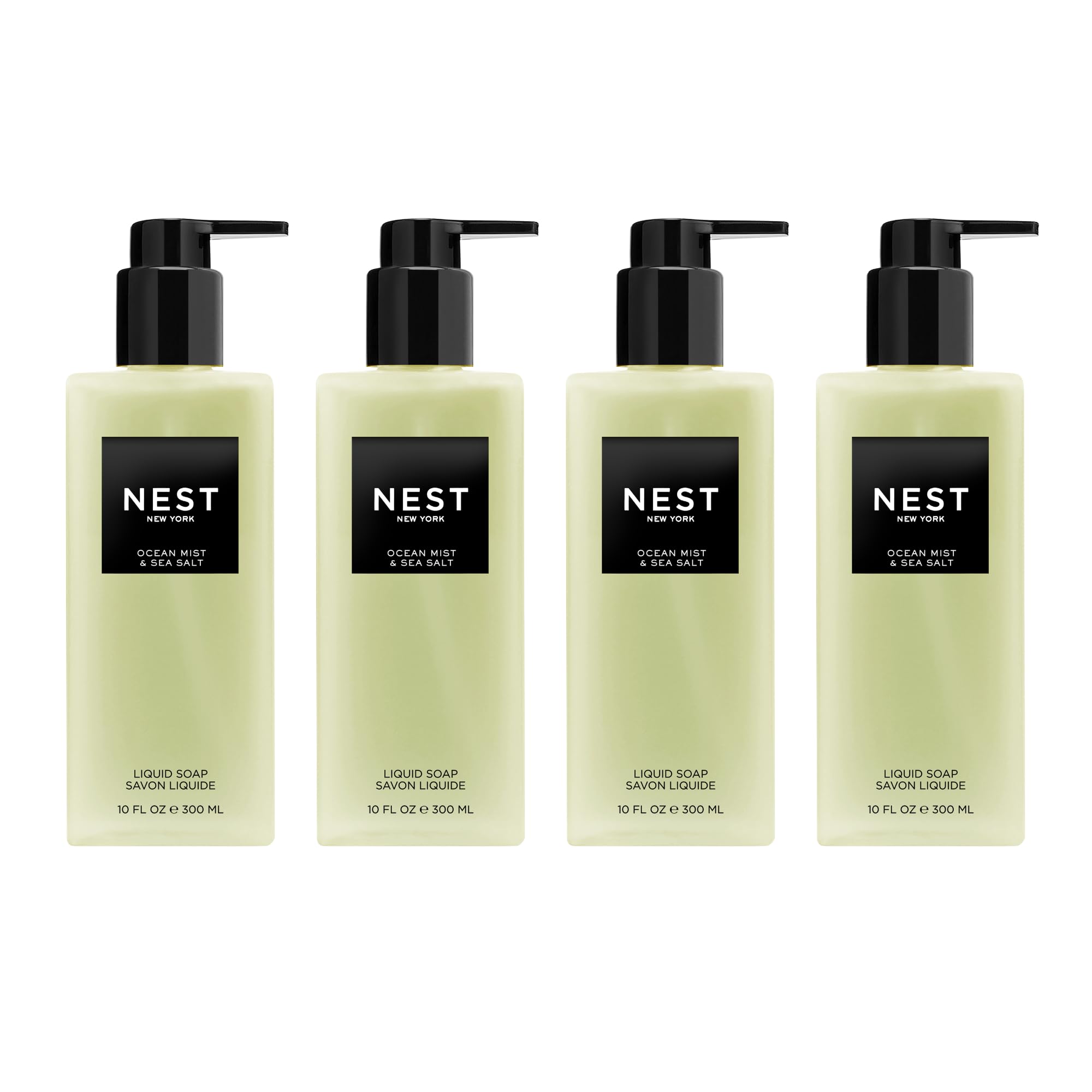 NEST New York Liquid Soap Set Ocean Mist Sea Salt, four 10 oz bottles for refreshing hand cleansing.