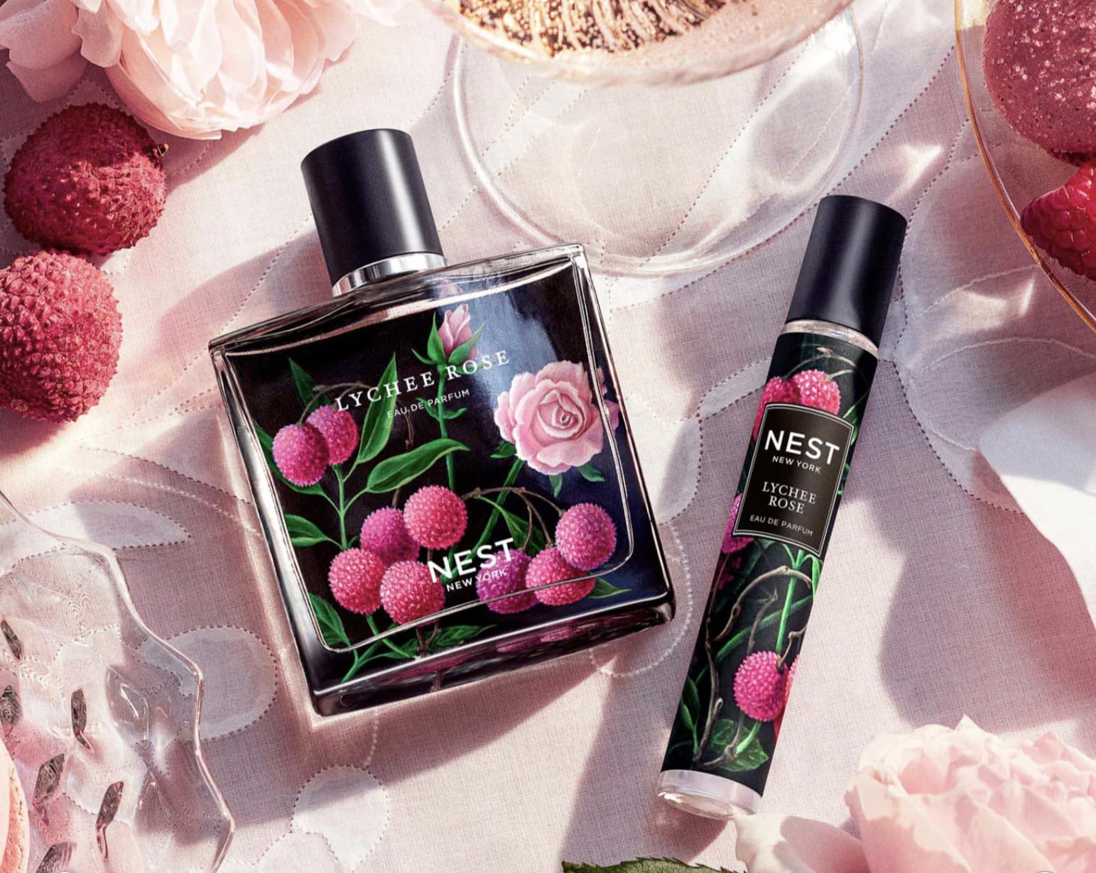 NEST New York Lychee Rose travel-size bottle for on-the-go scent refreshment