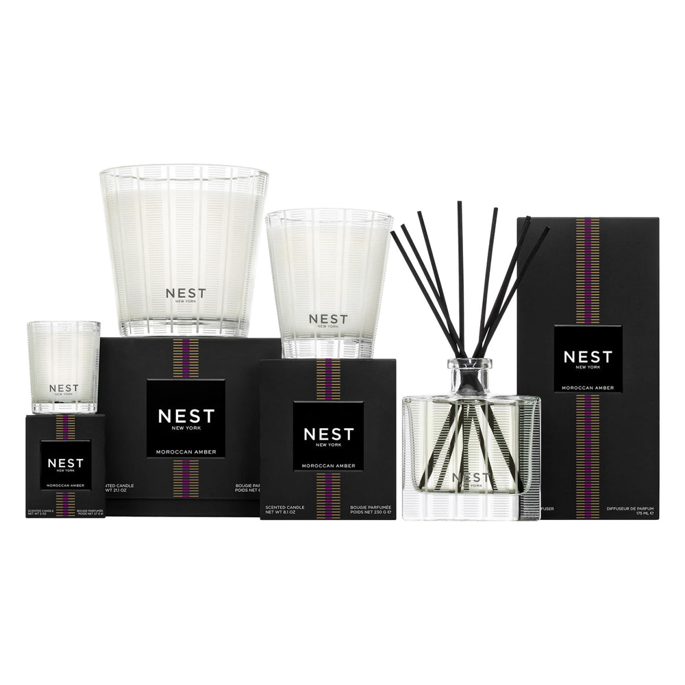 NEST New York Moroccan Amber label detail reflects gluten free and cruelty free standards.