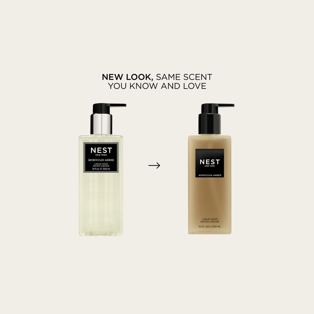 NEST New York Moroccan Amber liquid soap pump promotes easy dispensing and steady lather.