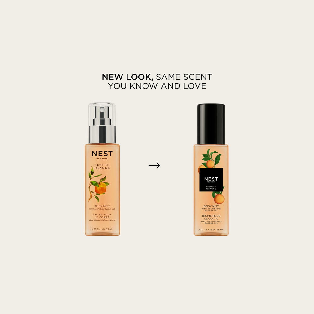 NEST New York Seville Orange Body Mist spray application, ideal for layering and customization.