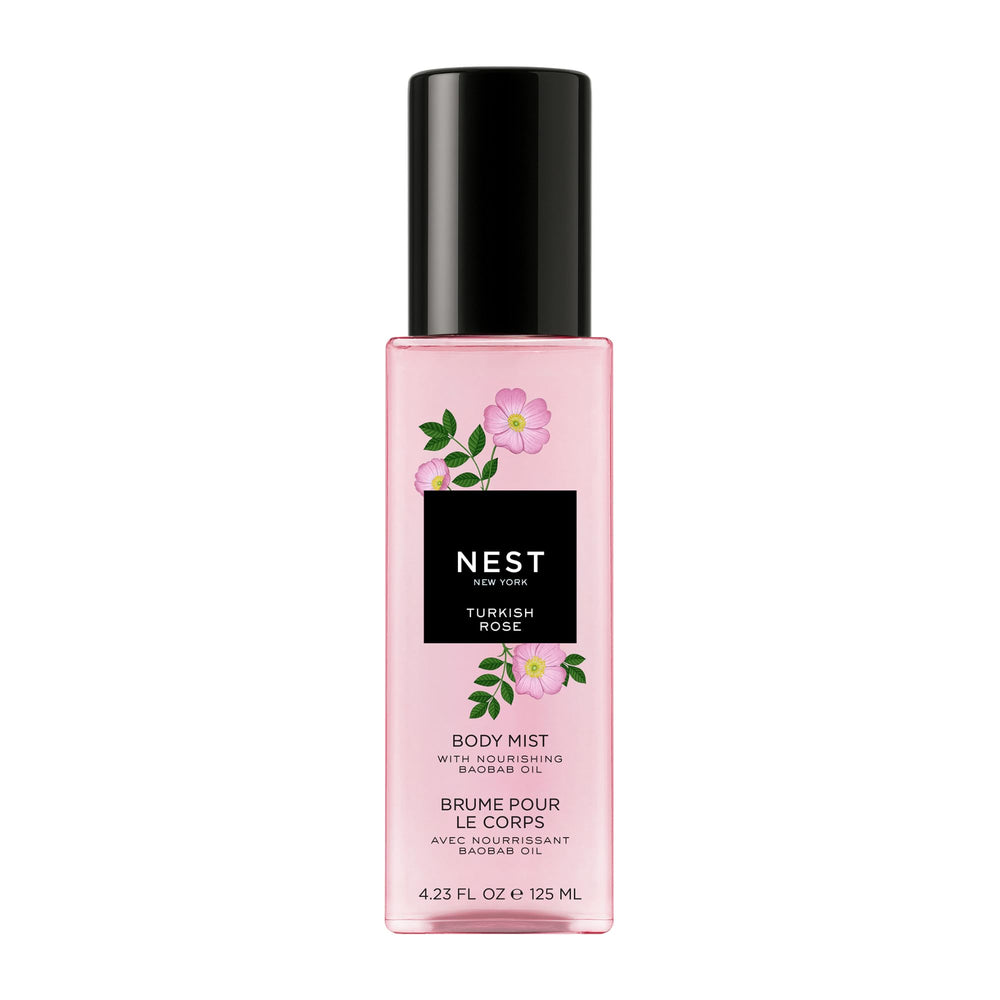 Nest New York Turkish Rose bottle pour showcases a luxe floral fragrance