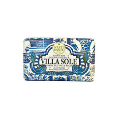 Nesti Dante Villa Sole Blue Freesia bar for enriching cleansing on a tiled surface