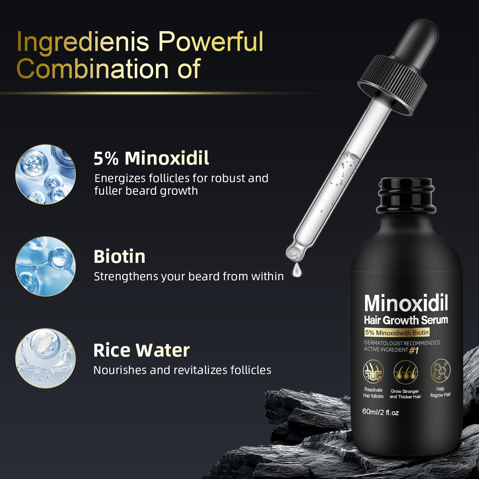 NETYIYUN minoxidil works with Biotin to nurture thinning hair.