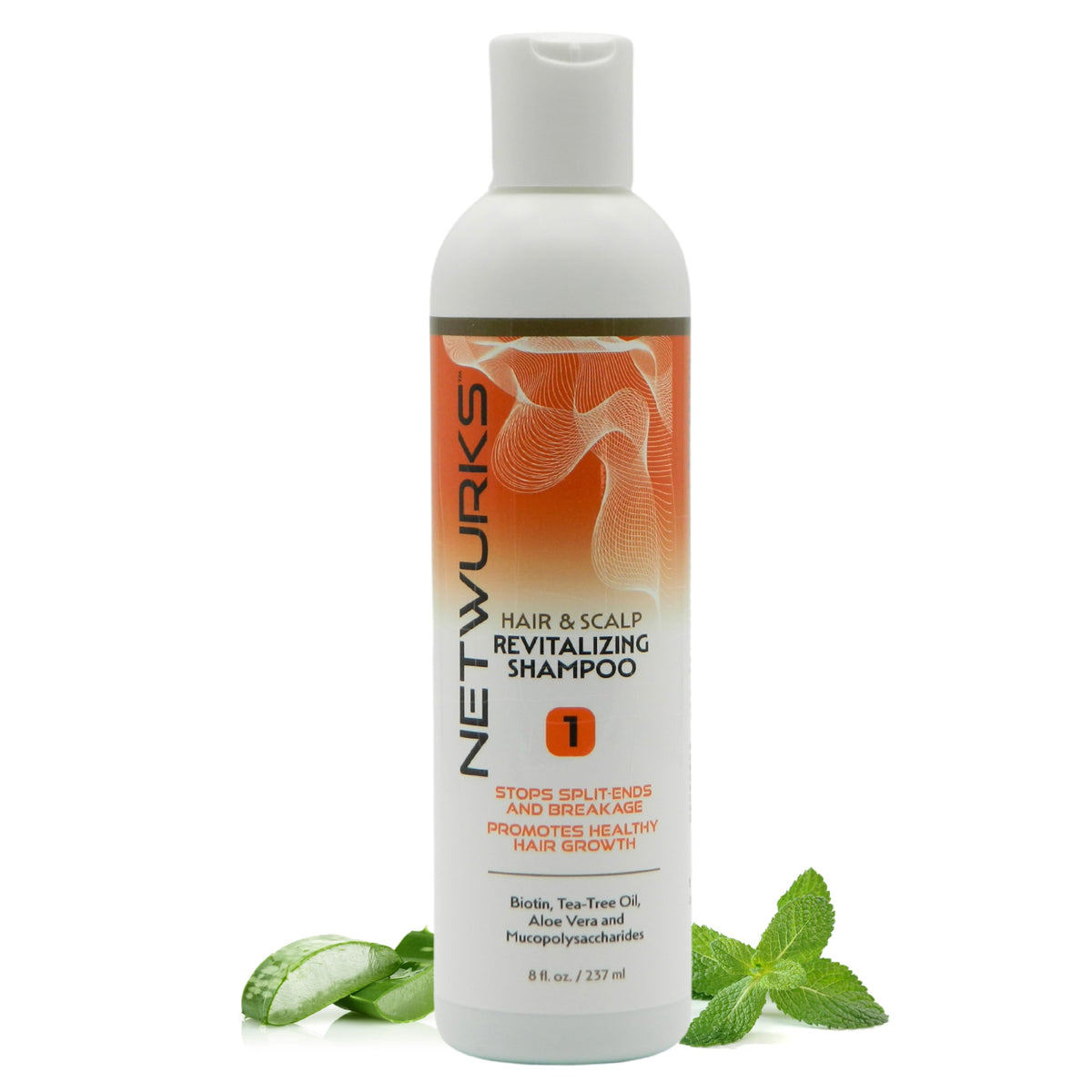 NetWurks Hair & Scalp Revitalizing Shampoo bottle, ready to cleanse and refresh the scalp.