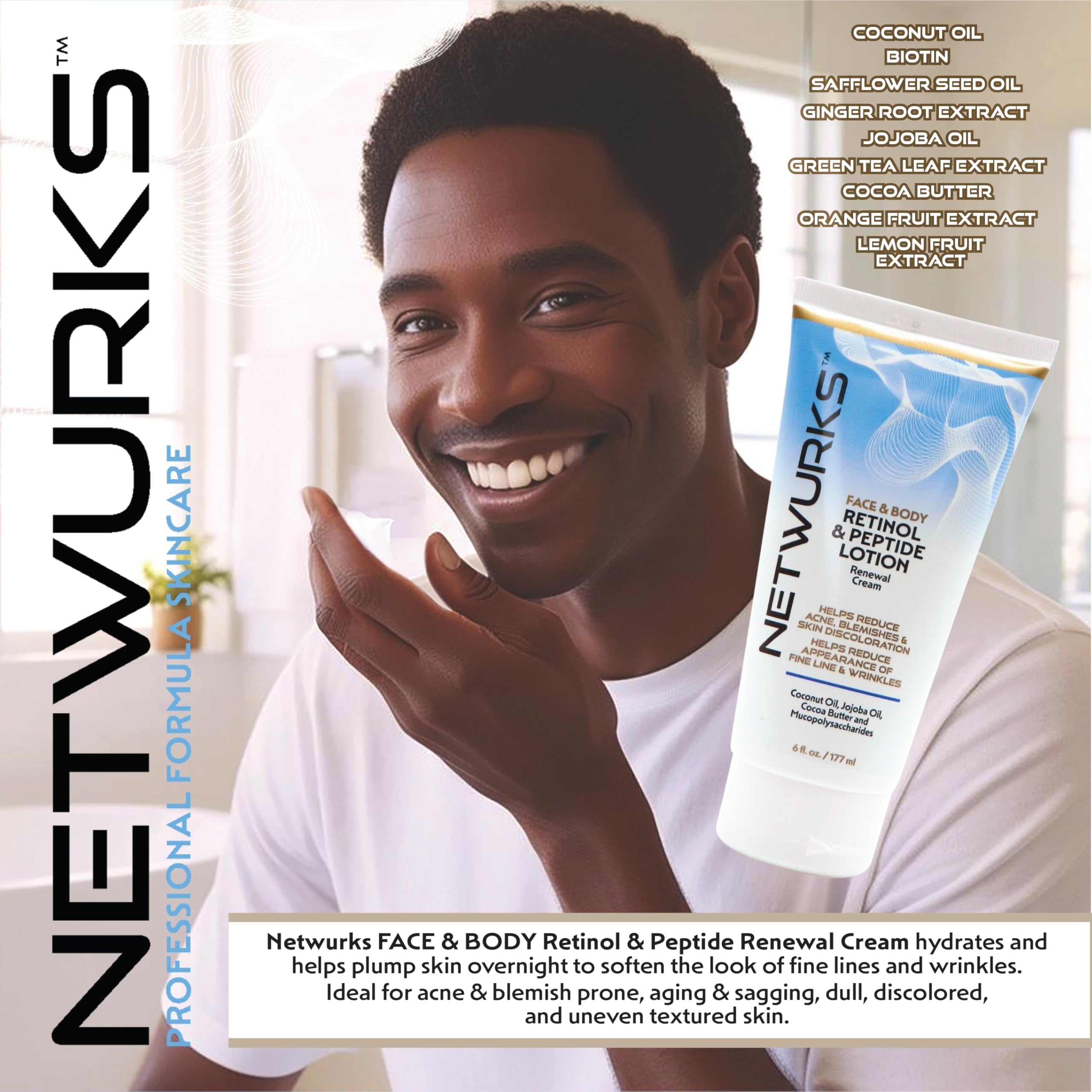 NetWurks ingredients coconut oil and cocoa butter nourish the skin