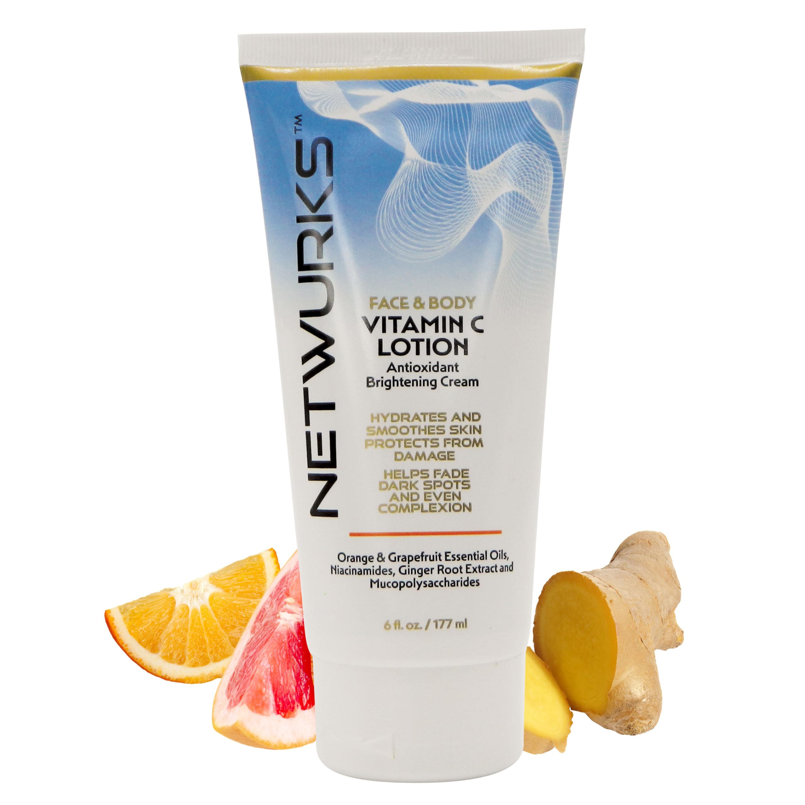 NetWurks Vitamin C Lotion bottle pump for easy daily hydration on face and body
