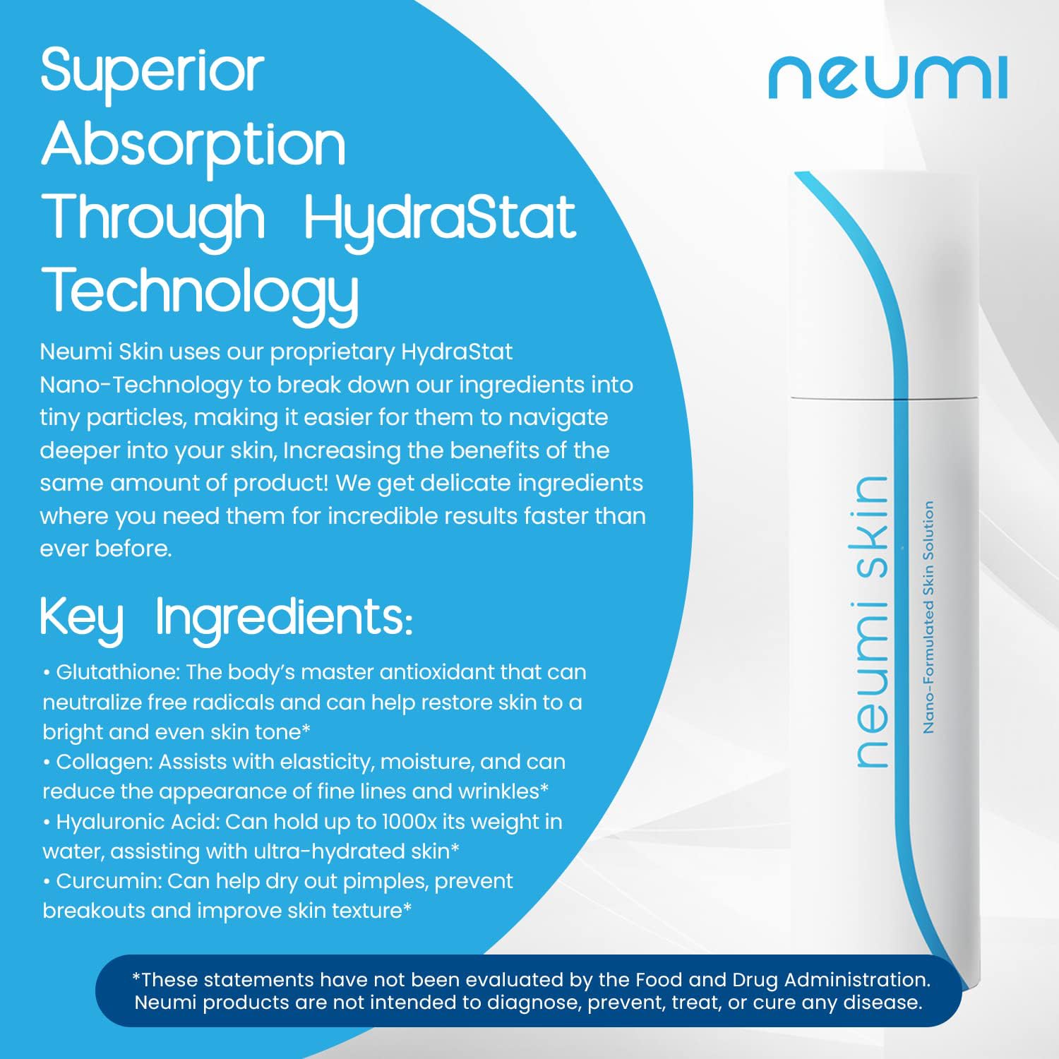 Neumi Skin glutathione-hyaluronic-acid boost supports a radiant complexion.