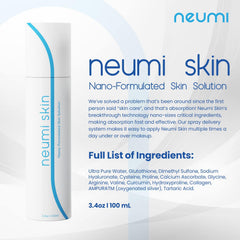 Neumi Skin nano-formulation mist demonstrating fast absorption across the skin.