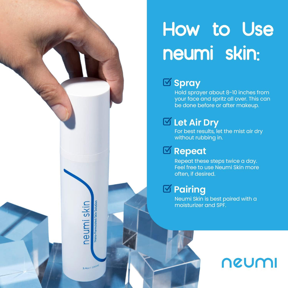 Neumi Skin refreshing hydration mist delivers a cooling, revitalized sensation.