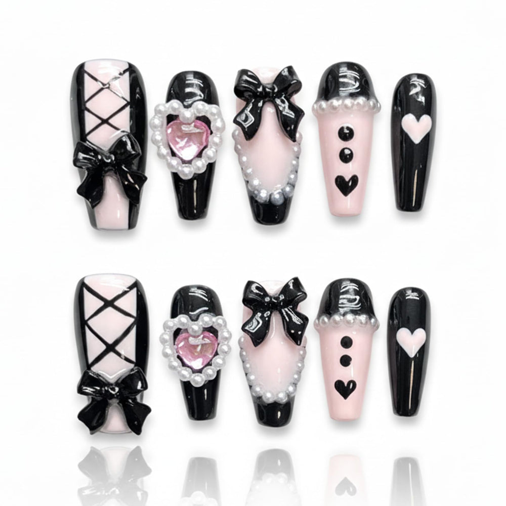 NEUQL handmade bow nails for elegant everyday wear.
