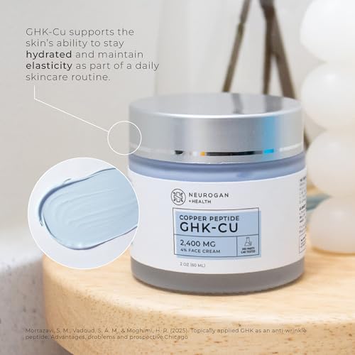 Neurogan GHK-Cu face cream jar application demonstrates smooth spreading on skin.