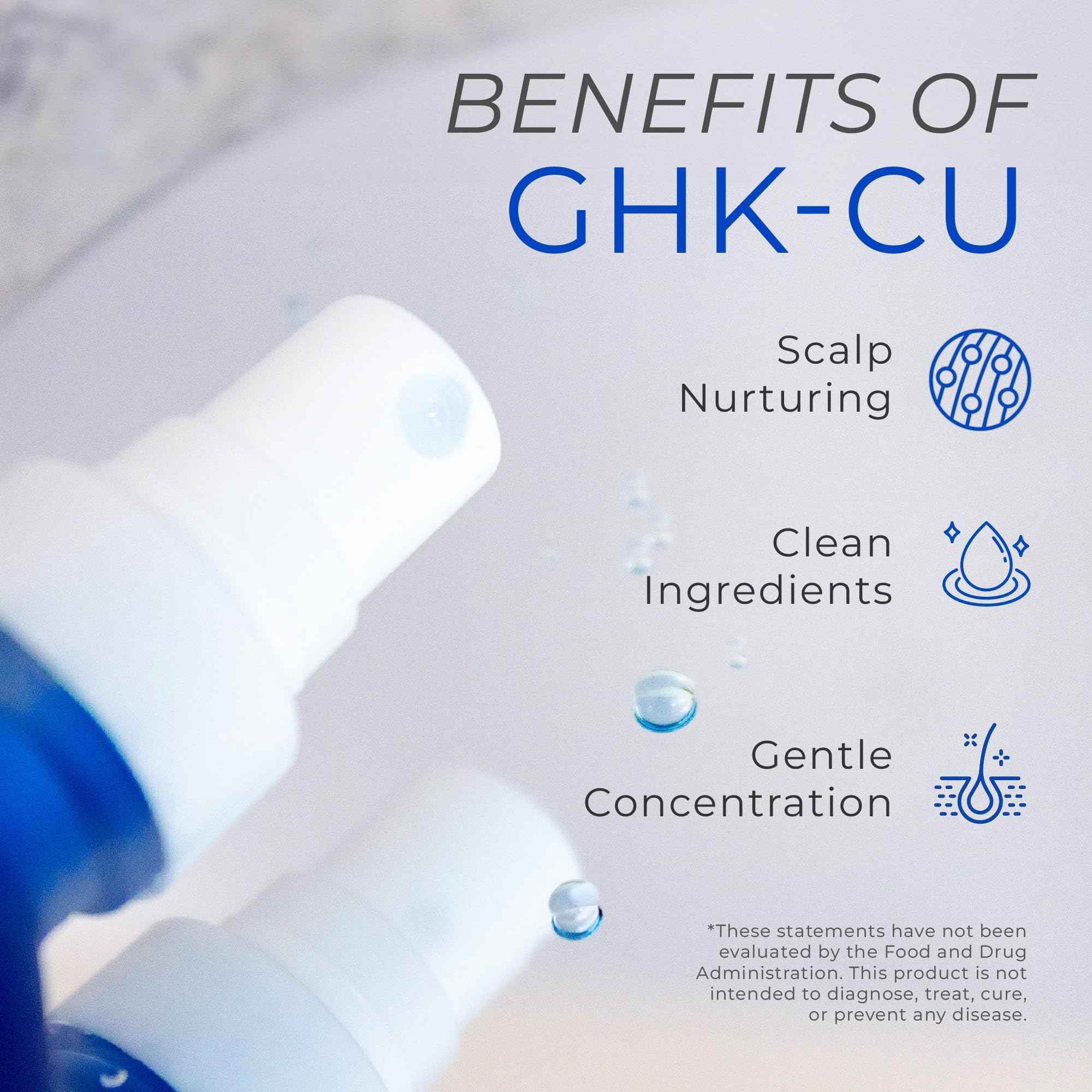 Neurogan GHK-Cu water-based formula closeup highlights fast drying finish.
