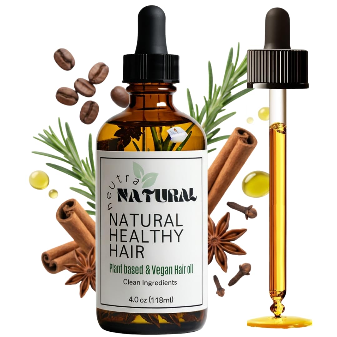 Neutra Natural rosemary hair growth oil bottle for scalp nourishment and fuller-looking hair.
