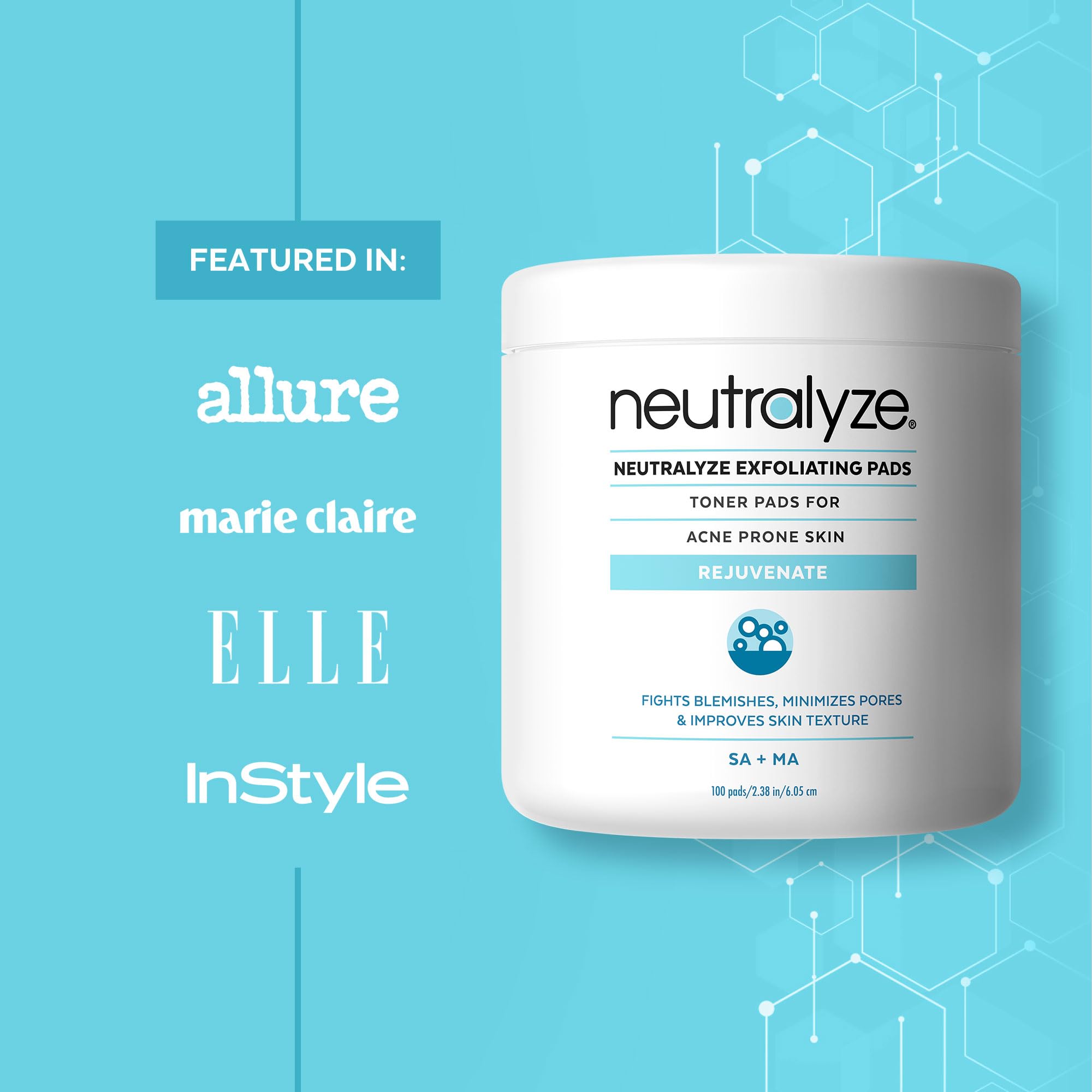 Neutralyze exfoliating acne wipes show a quick-drying, non-sticky finish after use.
