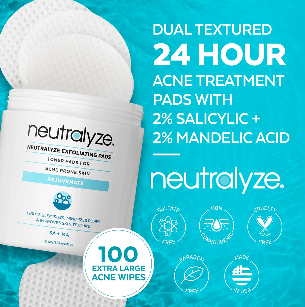 Neutralyze exfoliating wipes soft side close-up for gentle cleansing on sensitive skin.