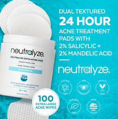 Neutralyze exfoliating wipes soft side close-up for gentle cleansing on sensitive skin.