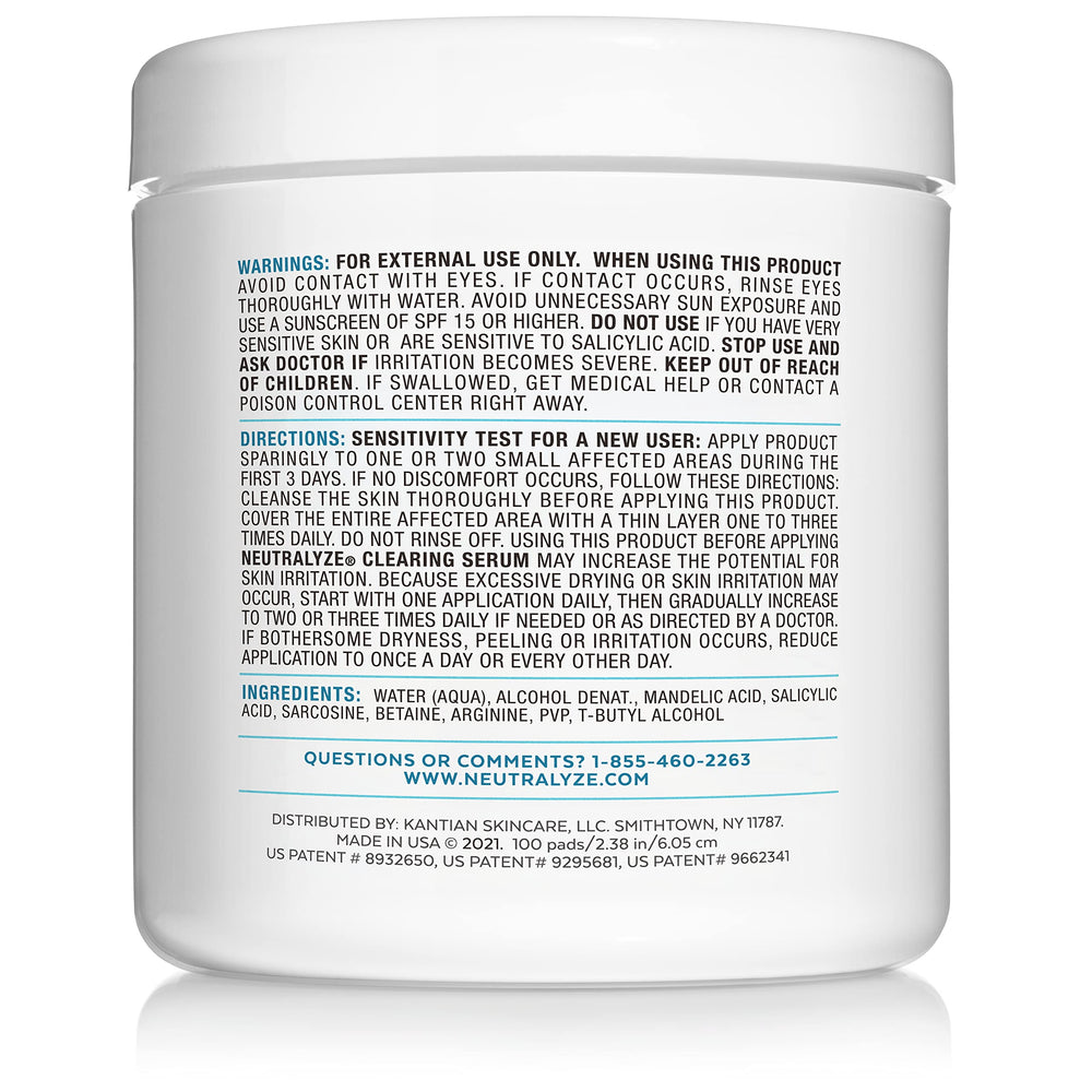 Neutralyze exfoliating acne wipes textured pad close-up highlights dual-texture exfoliation.