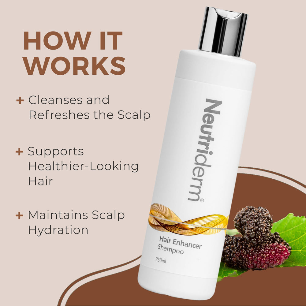Neutriderm Hair Enhancer Conditioner pairing shot for enhanced hair feel.